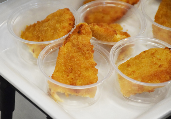 The new chicken tender recipe that students tried out in a taste testing in the cafeteria on April 10th,2019.