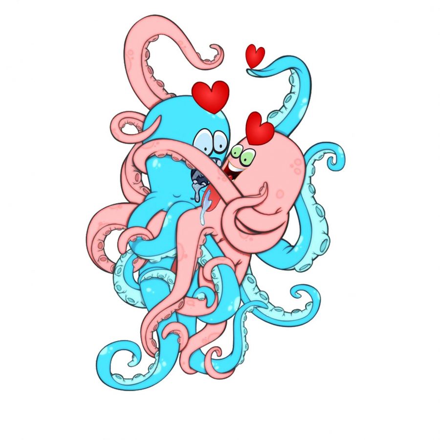 Two+octopuses+embracing+each+other+affectionately.+