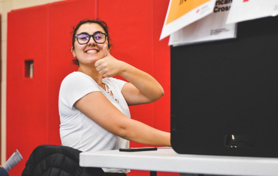 As the annual blood drive starts on Nov.19, 2019, Lilit Ohanian smiles as she gets ready for her blood to get drawn out. 