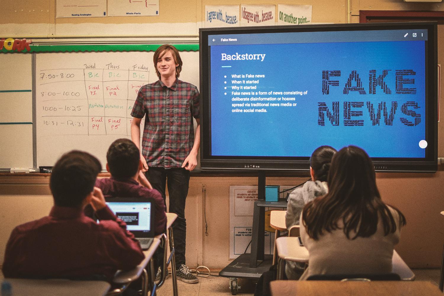 Students promote donations to charities in 10th grade English class