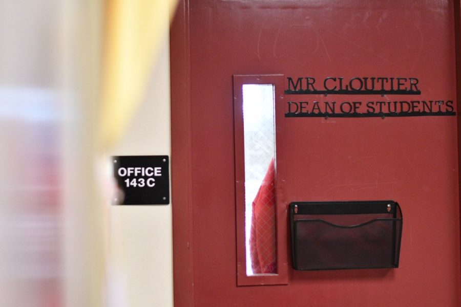 The office of Mr. Cloutier, the dean responsible for overlooking detention