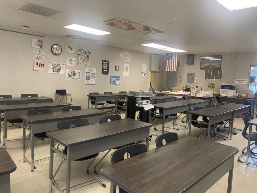 The new desks at Psychology teacher Mr. Jonathan Mitchells classroom. 