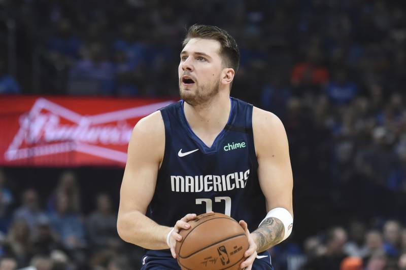 Luka Doncic getting ready to shoot against the Indiana Pacers on Jan. 19.