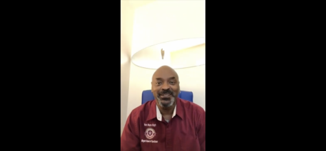 After taking a leave of absence, Mr. Ronnell Greene appears during Senior Awards Night in a pre-recorded video.