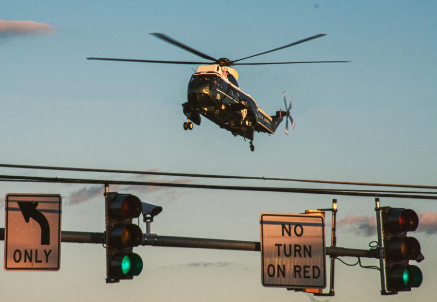Presidential Helicopter is about to land to receive treatment for President Donald J. Trump for COVID-19.
