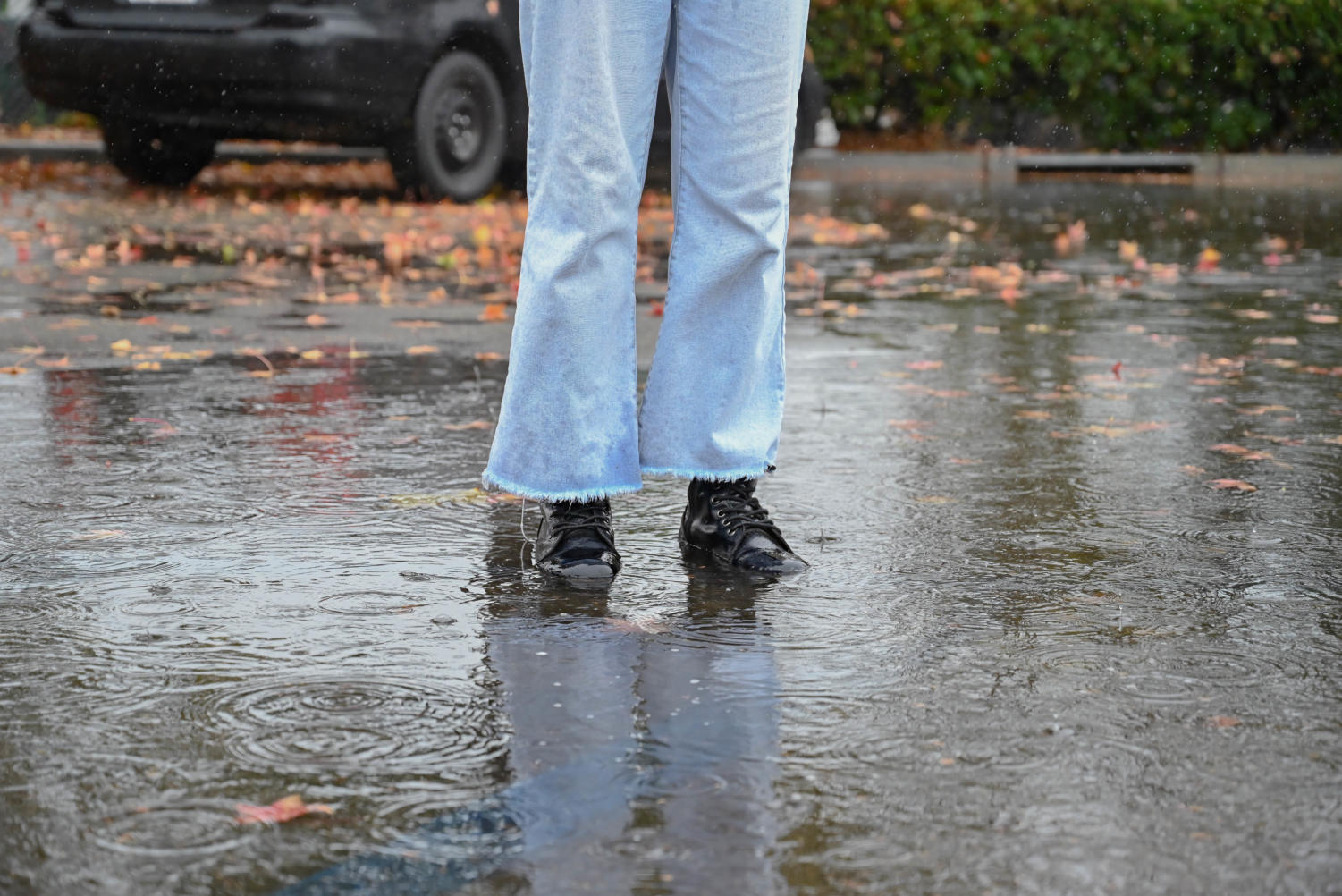 Drizzled and drenched on campus