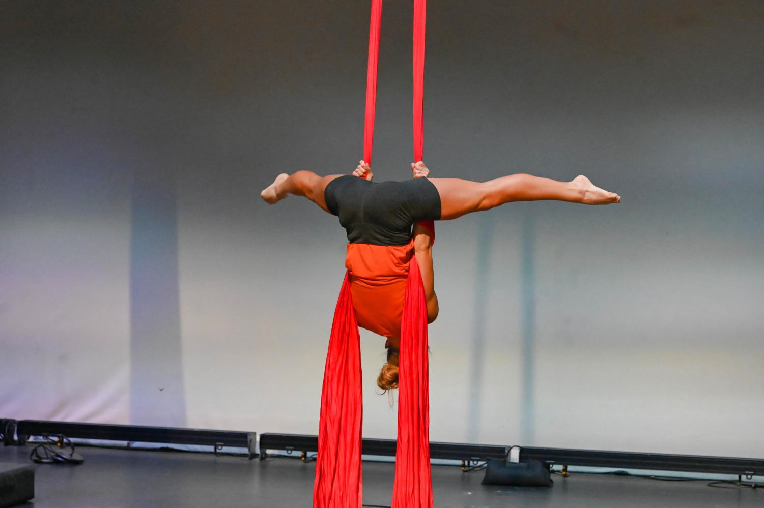 Hanging on: Reesa Partida puts her aerial skills on display