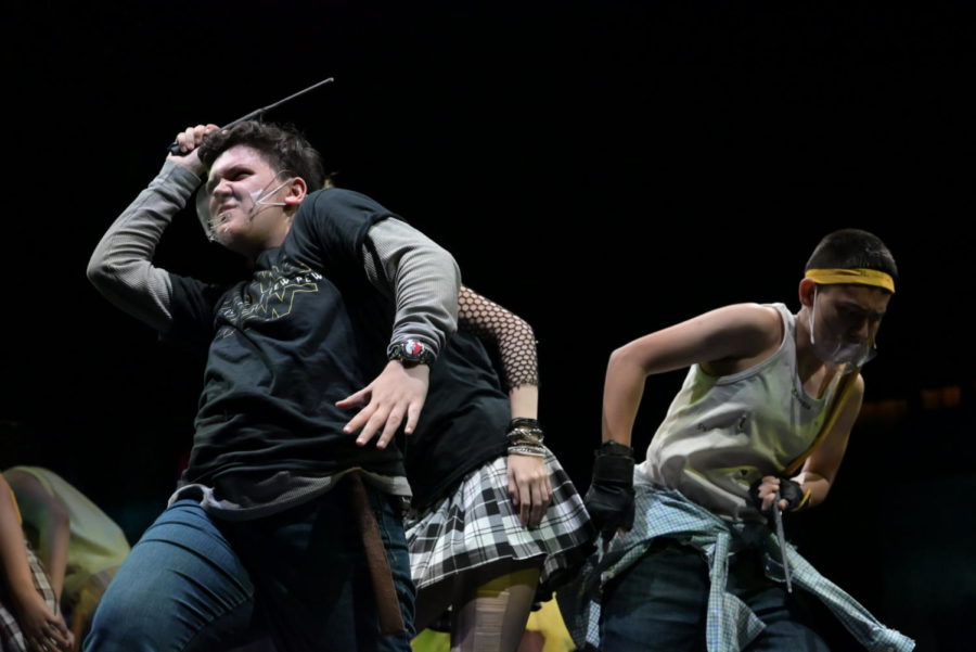 "PUFFS": Jude Struble and Edgar Munoz are seen wearing transparent masks during their performance.