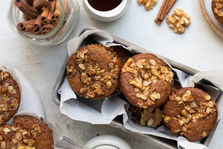 Pumpkin nut muffins: Both preparation and cooking time for this dish should take around 20 minutes, yielding 12 muffins which can serve 12 people. 
