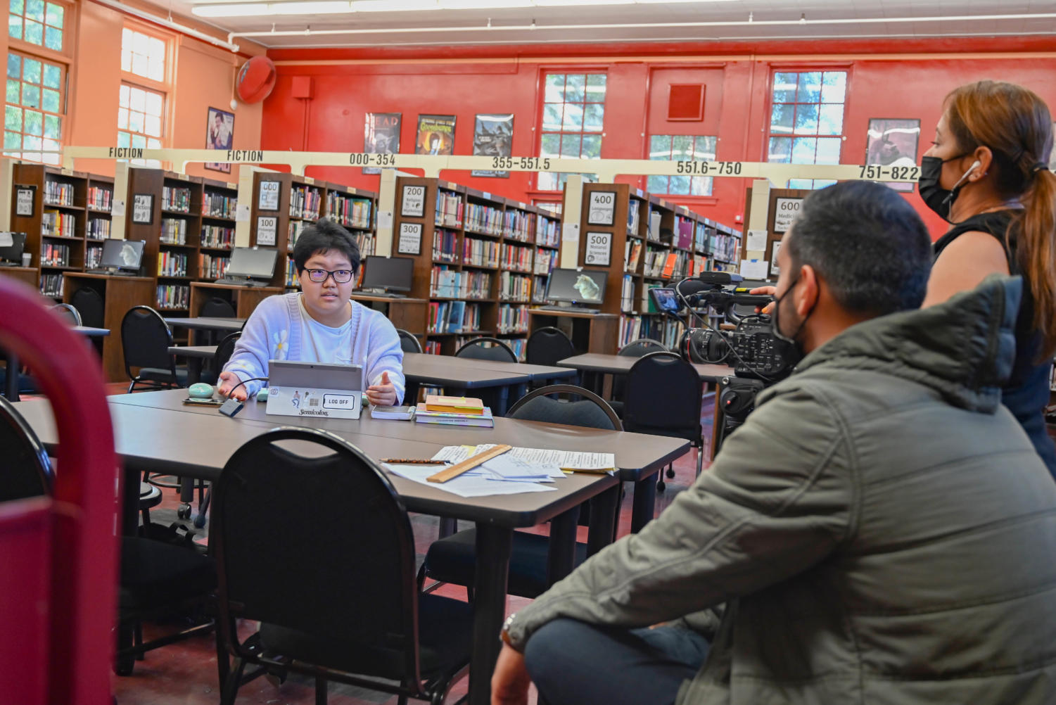 CBS films a profile of a senior on campus