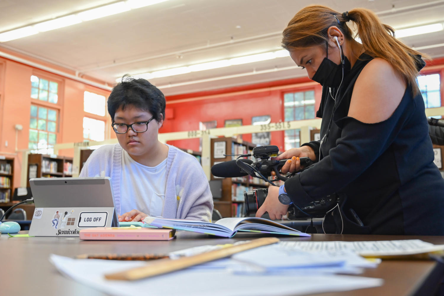 CBS films a profile of a senior on campus