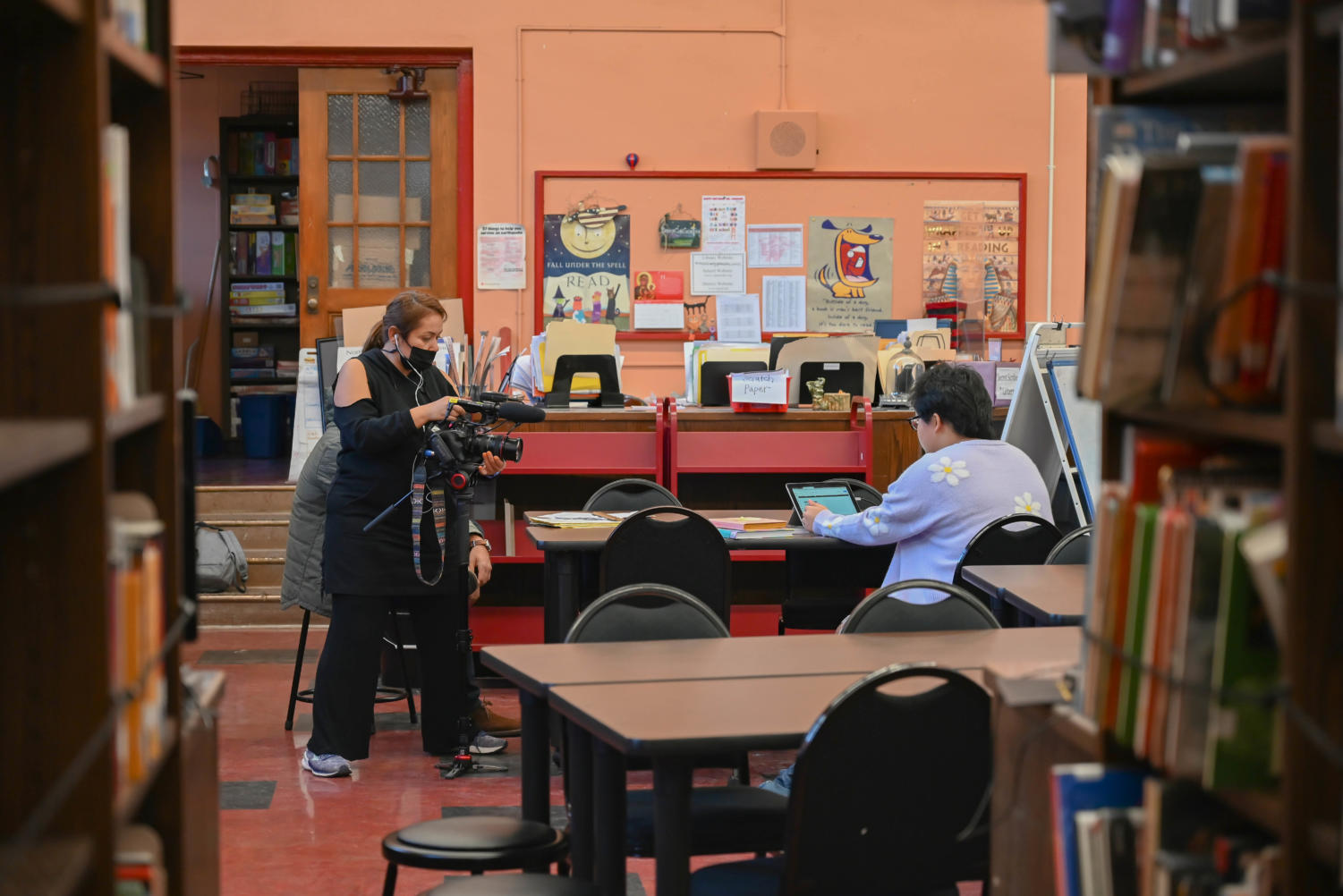CBS films a profile of a senior on campus