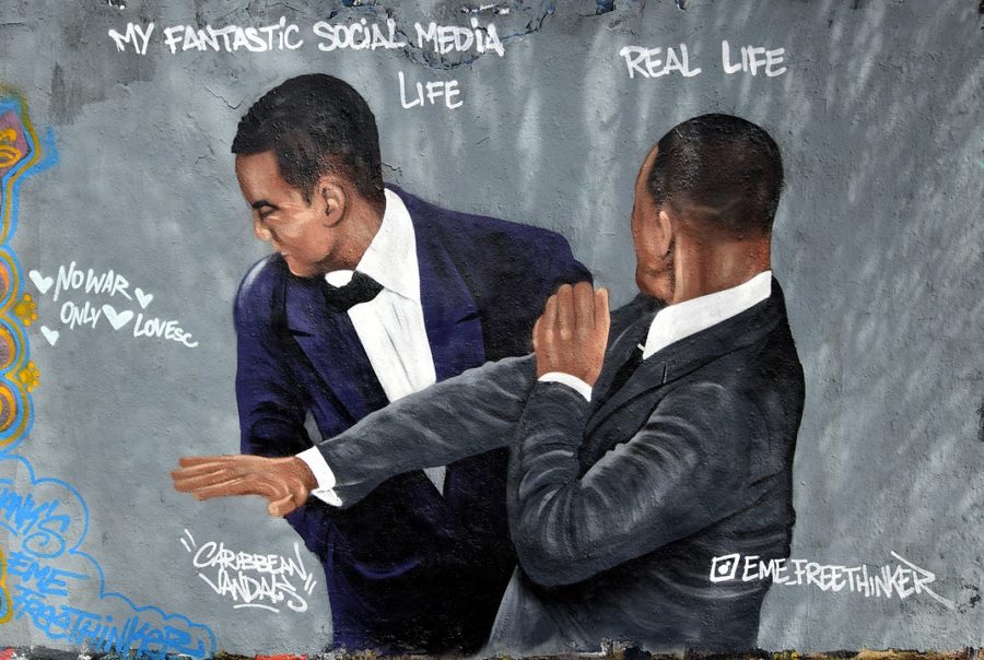 The shocking Oscars moment where Will Smith slapped Chris Rock inspired this graffiti art in Berlin, Germany.