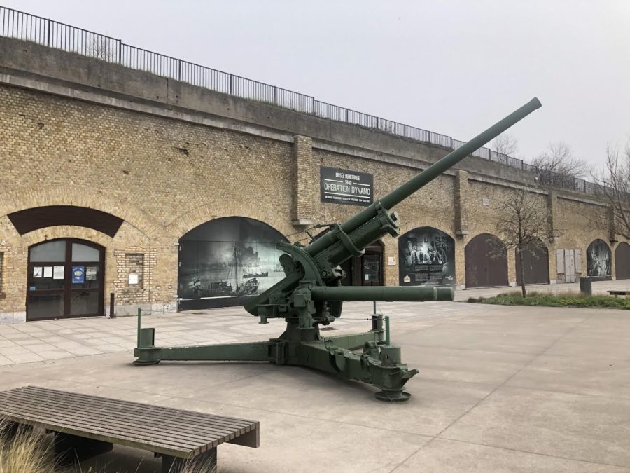 An artillary cannon is pictured in the courtyard of the museum. 