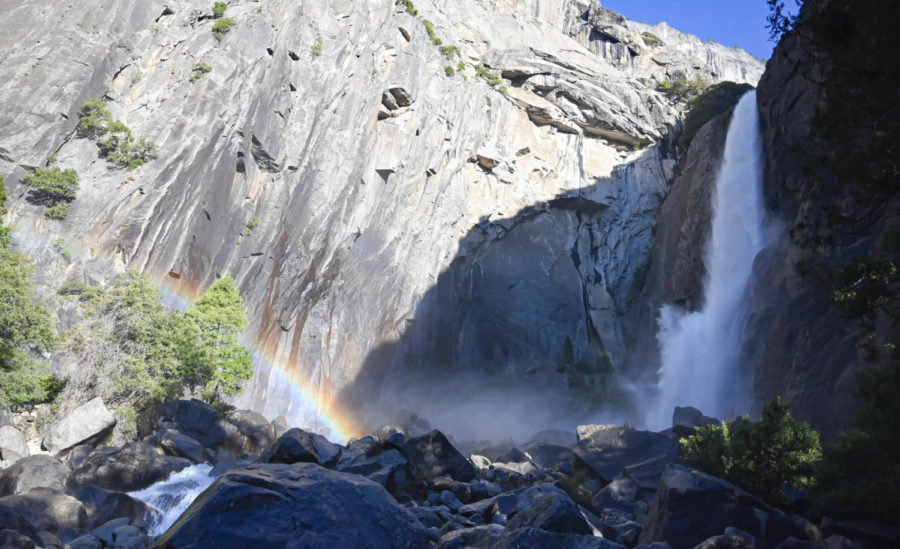 Somewhere over the Rainbow: Waterfalls are a popular sight in Yosemite National Parks, however, they can’t be accessed up close without hiking at least one mile from the parking lot. 