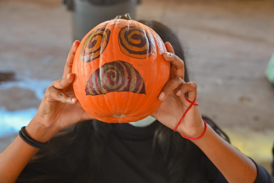 Many students at the event decided to put their own spin on the classic Jack-O-Lantern faces, by adding patterns and color into the mix.
