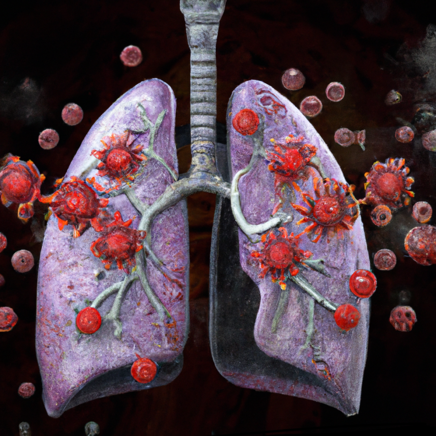 TRIPLEDEMIC-DALL·E 2022-12-12 14.13.09 - human lungs being invaded by a respiratory virus realistic digital art