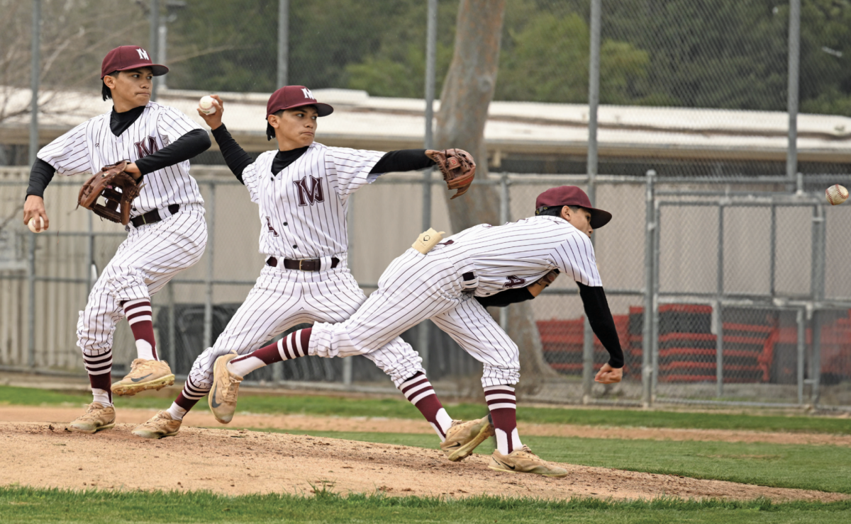 Alexis Martinez pitches the ball in a match against the Arleta Mustangs. 