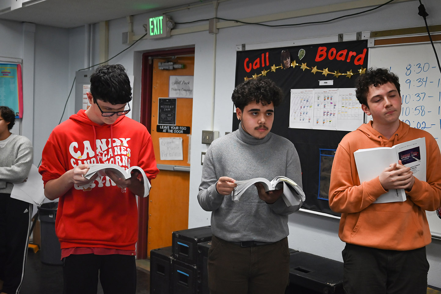 In this week of rehearsals for the spring musical “Sweeney Todd,” the cast was visited by a special guest before the staging of the show began.