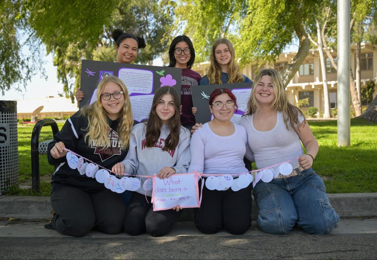 WONDROUS WOMEN From L to R, top to bottom: Emily Chavez, Ceanna-Marie Feliciano, Kayla Balikyan-Davis, Teagan Greer, Penny Epstein, Melissa Ocegueda and Amelia Probst form the board of the Women’s Make Change club.