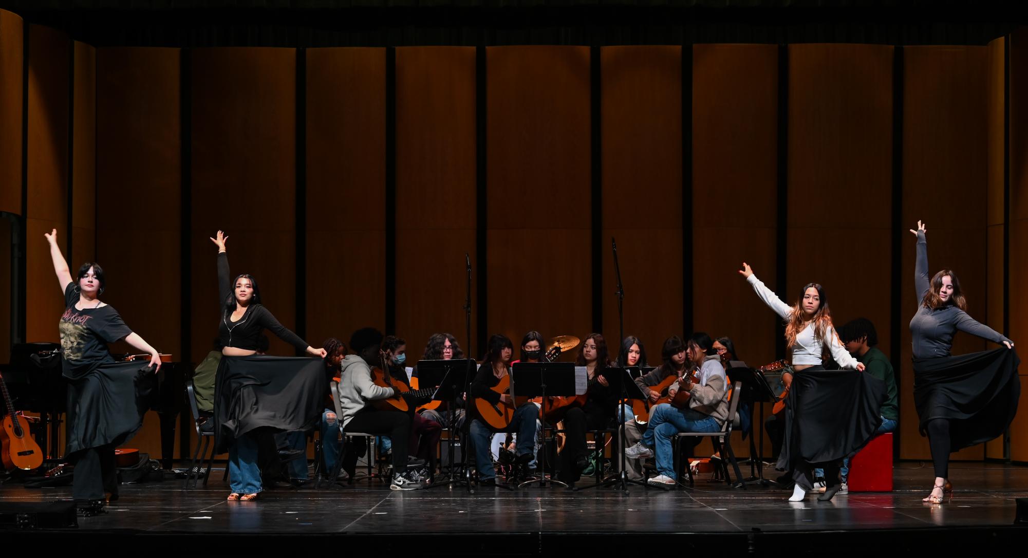 Rage Against the Machine band member Tom Morello visited the Strings classes on May 23, 2024. He watched clips of their upcoming show, provided feedback and performed songs.