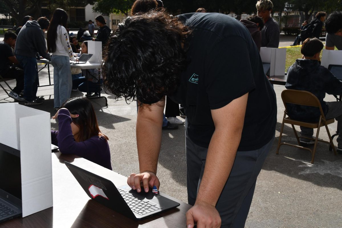 Senior, Giovanni Cameros Cisneros at the polls making his vote. 