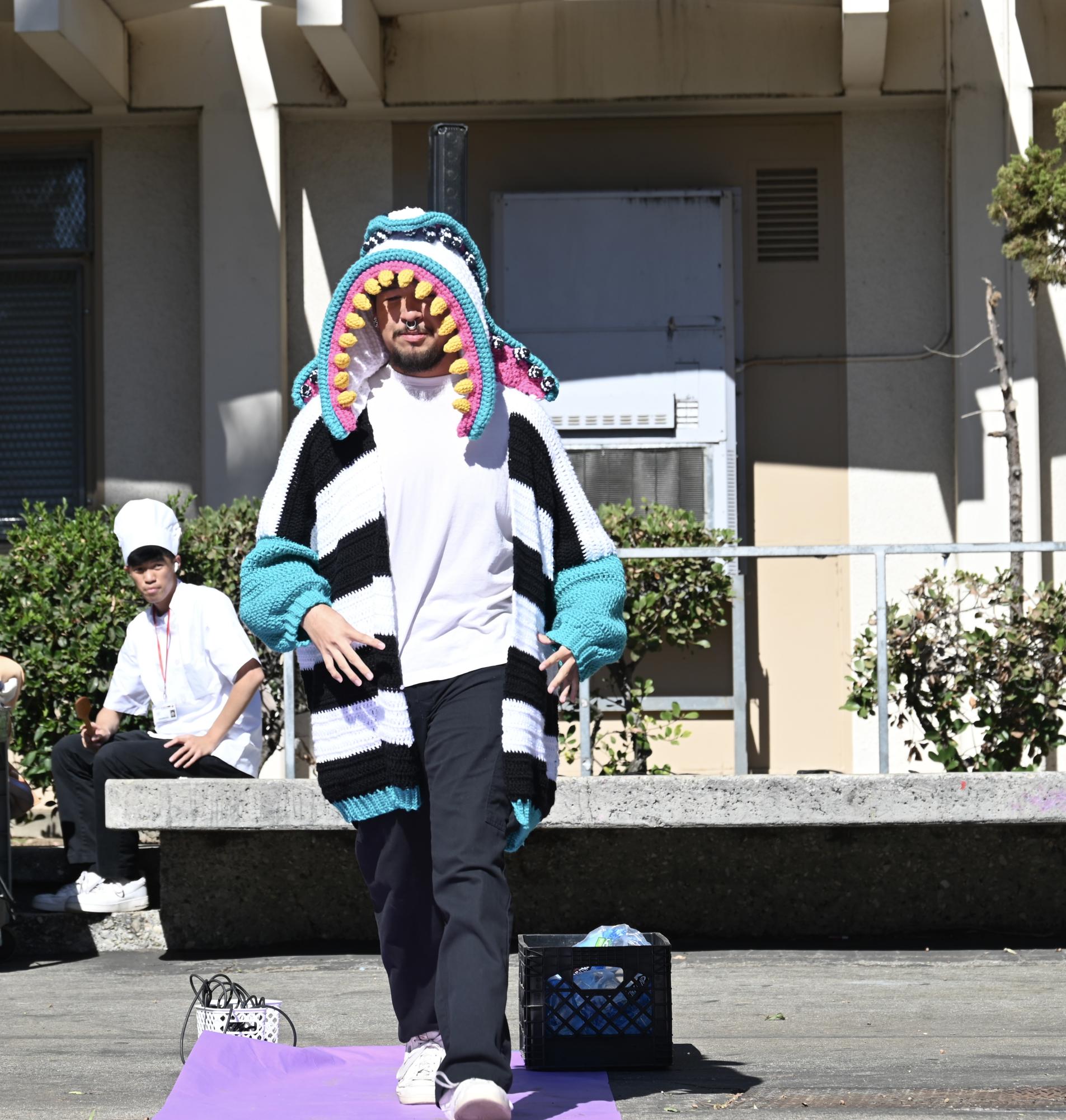 Students showcase their best costumes in a lunchtime competition.