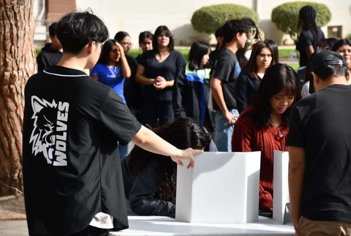 ASB member, Sean Sirichai keeping the polls private and organized.