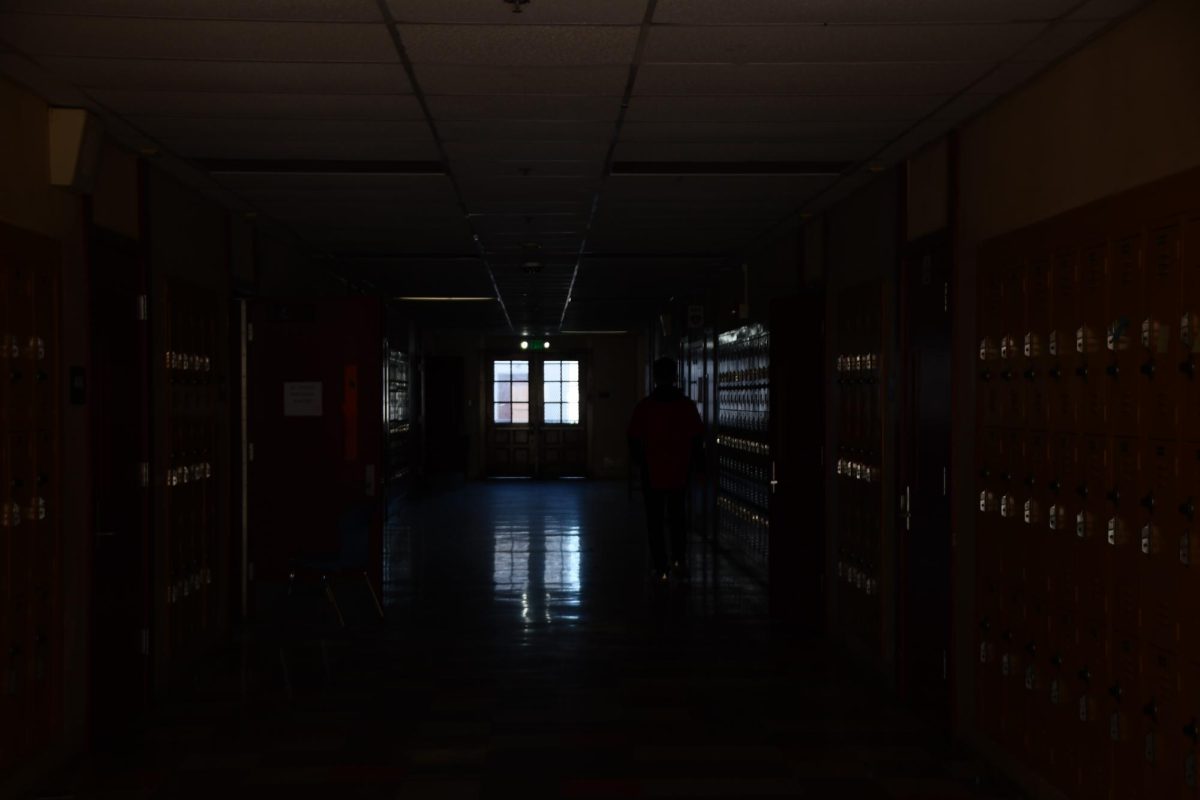 High-speed winds uprooted trees, disrupted wildlife and caused a power outage at Van Nuys High School, leaving classrooms in darkness and the quad floor covered in leaves and branches.