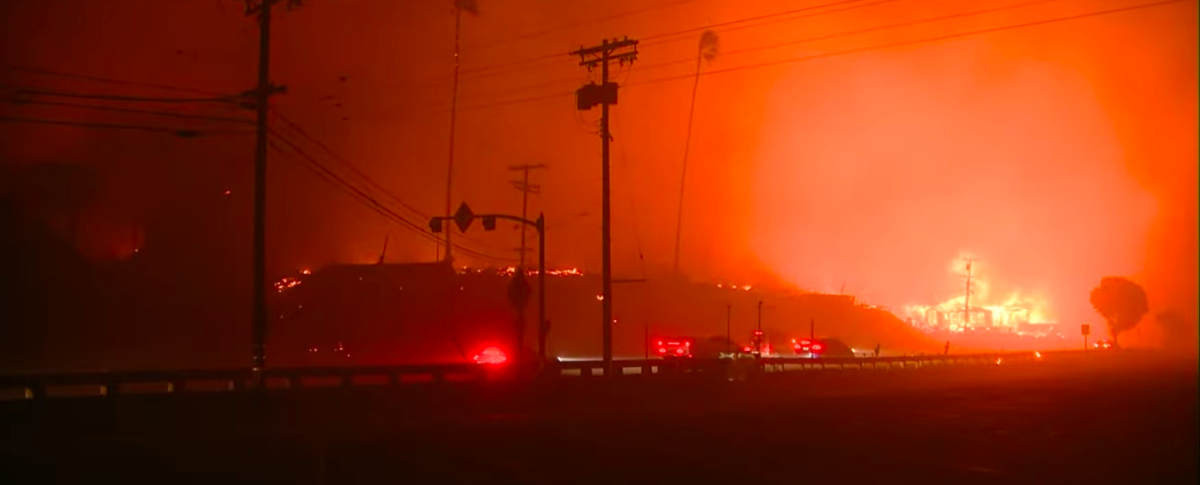 Scorching wildfires ravage Los Angeles neighborhoods as relentless winds spread flames, leaving destruction and chaos in their wake. 