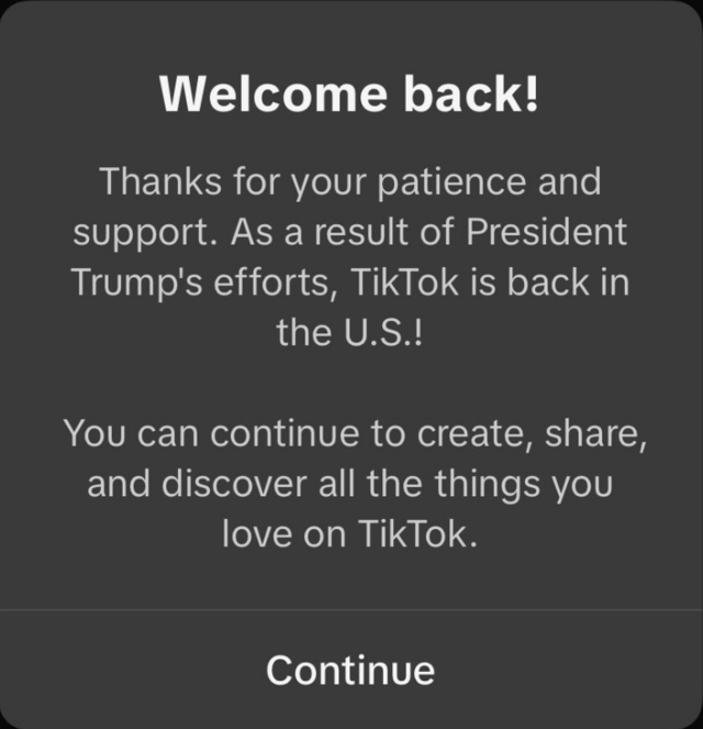  TikTok back on the app store 