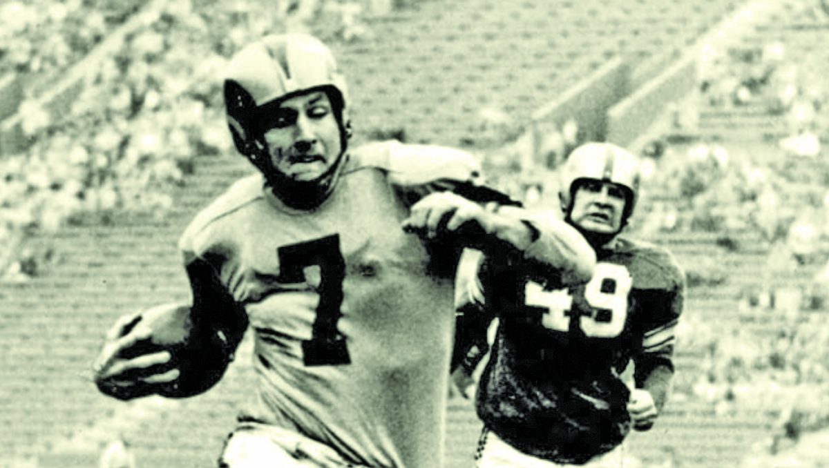 PRO ATHLETE ALUMNI Bob Waterfield, Class of 1938, went on to become quarterback for the L.A. Rams. Courtesy | Screenshot from Youtube