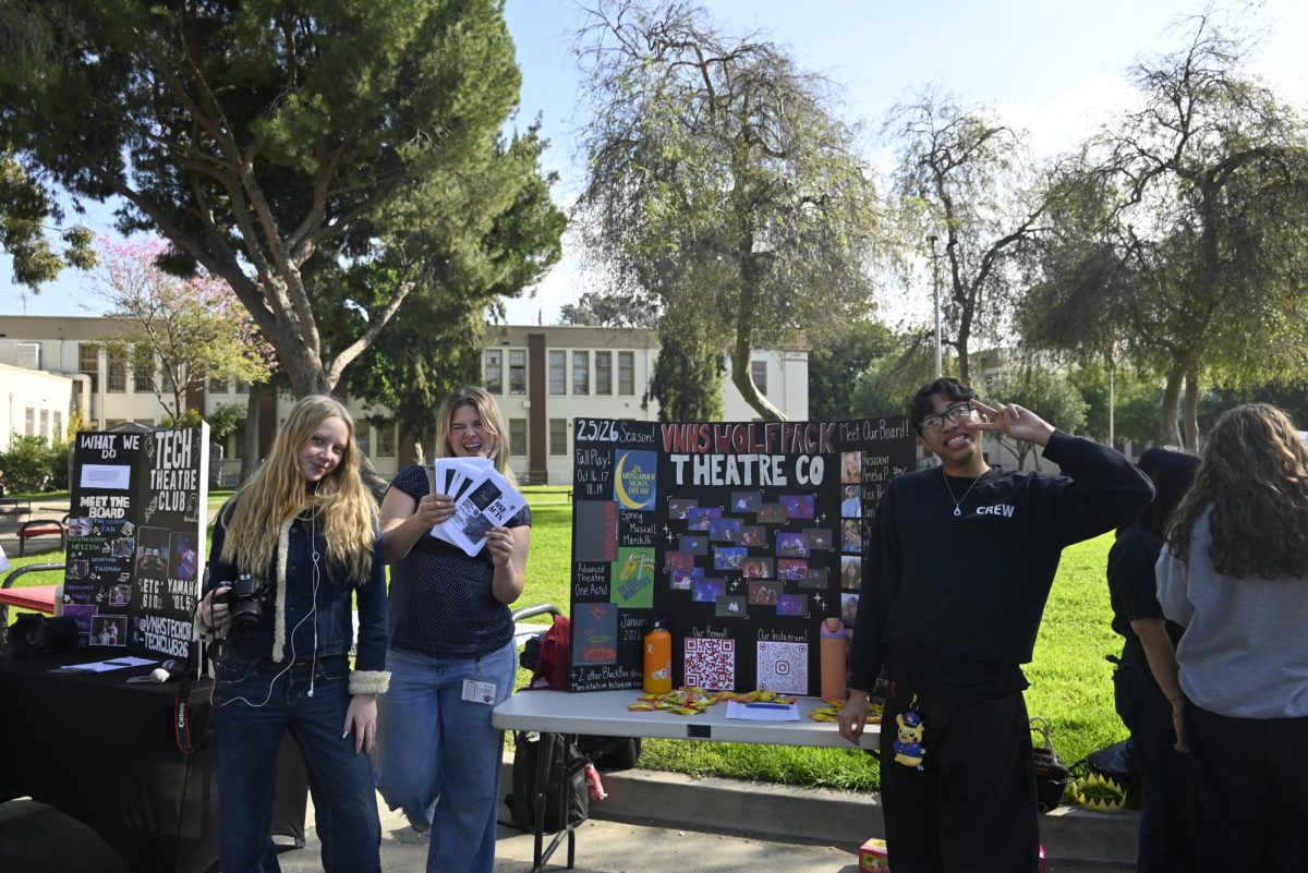 Board members of the Van Nuys High School Theatre Company show off their club and all the shows they have done.
